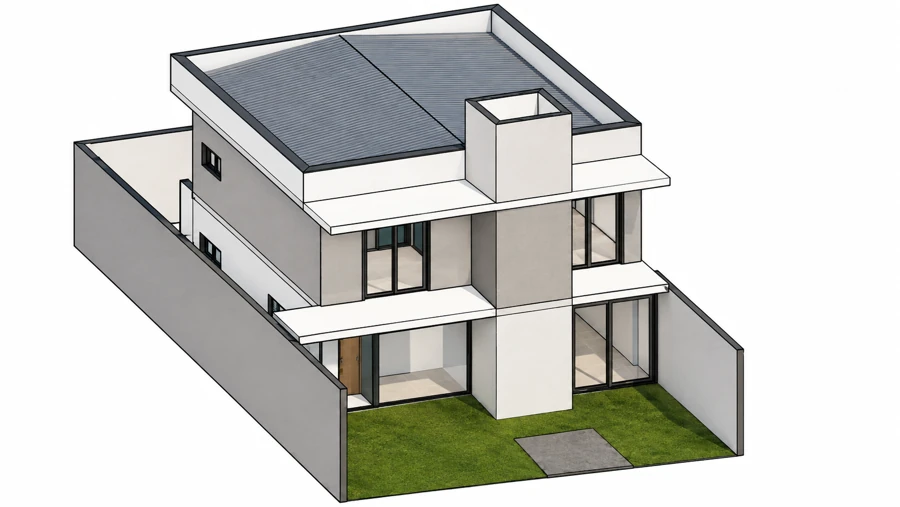 Projeto arquitetônico — vista isométrica